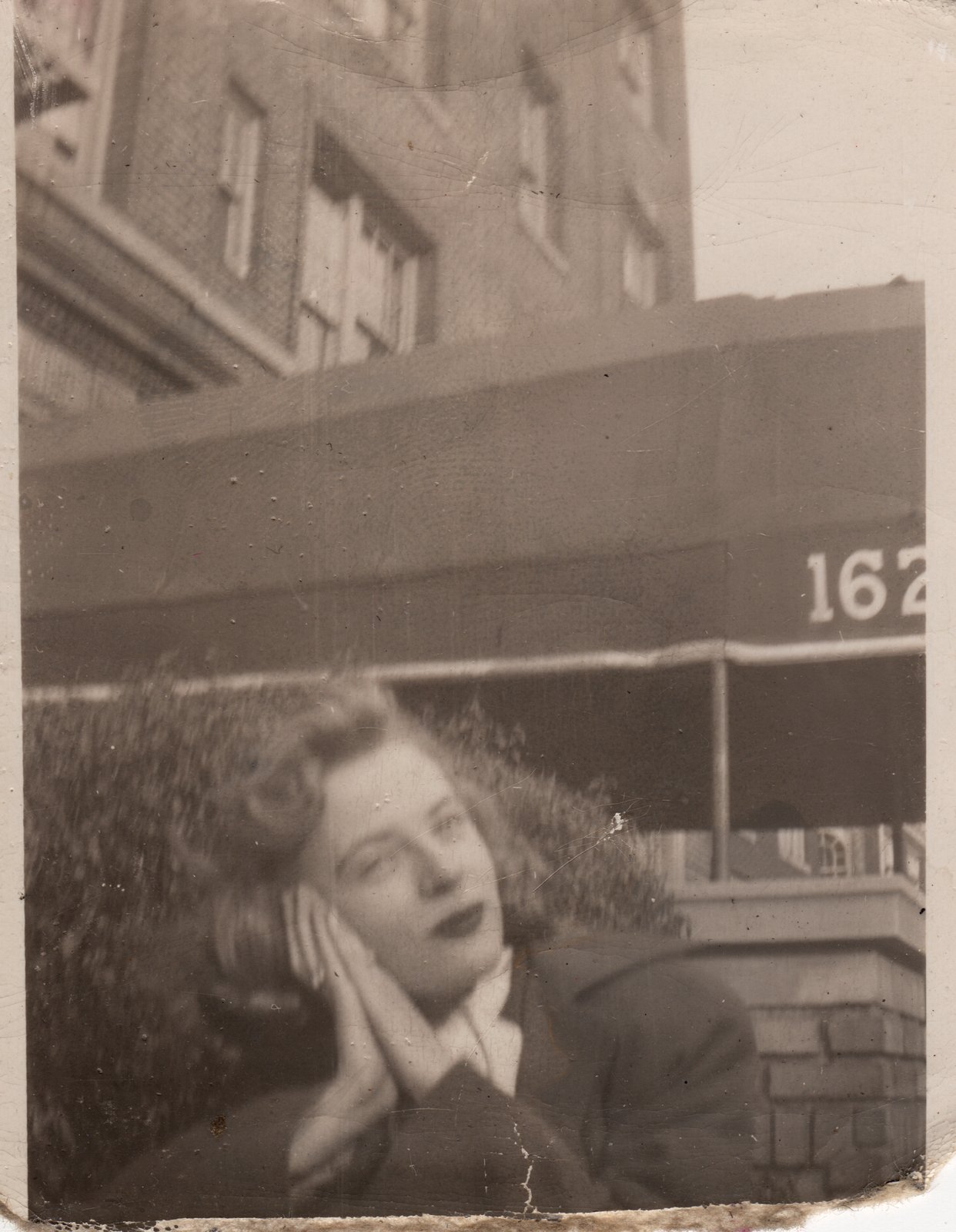 Helen in Front of President Street Home.